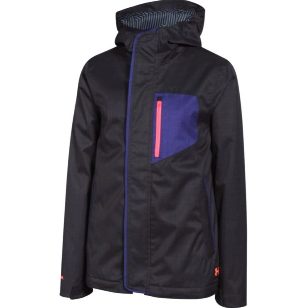 UNDER ARMOUR STORM2 Hood Jacket Coldgear INFRARED YLG Youth Large Black Mag Zip